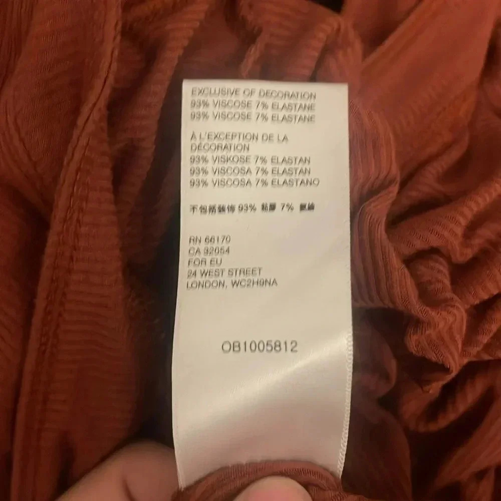 FREE PEOPLE Shimmy Shake Top Ribbed Burnt Orange Long Sleeve Open Back Small S - Picture 8 of 8